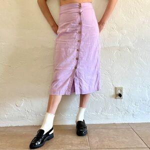 Everlane Lilac Purple Linen Button Front Midi Skirt Womens Size 4